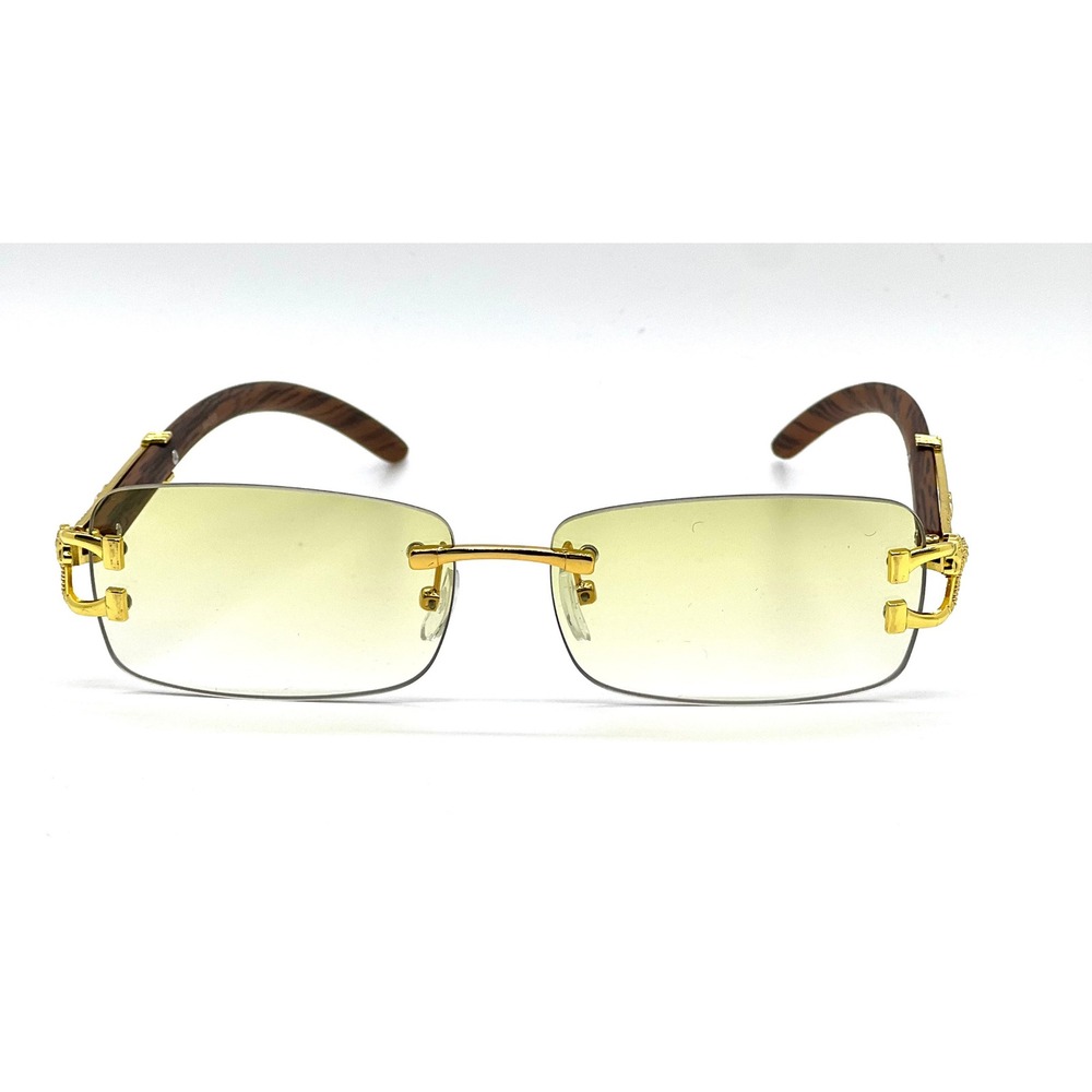 Men Women Sunglasses Square Green Lens Fashion Gold Frame Rapper Icedout  Lentes - Picture 3 of 6
